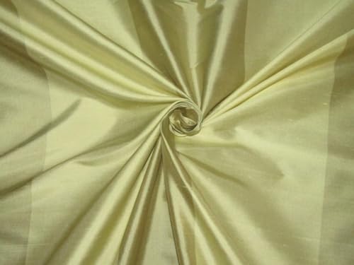 Soie dupion rayures pastel olive jaune 112 cm pour créer des volumes
