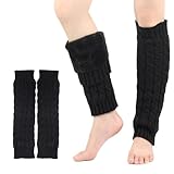 Fjquamitix Fleece-gefütterte Beinstulpen für Damen und Herren, gestrickter warmer Beinschutz, Stiefelüberzug für Damen und Mädchen, weiche, stilvolle Beinsocken für Winter- und Herbstmode, Tanz, Sport