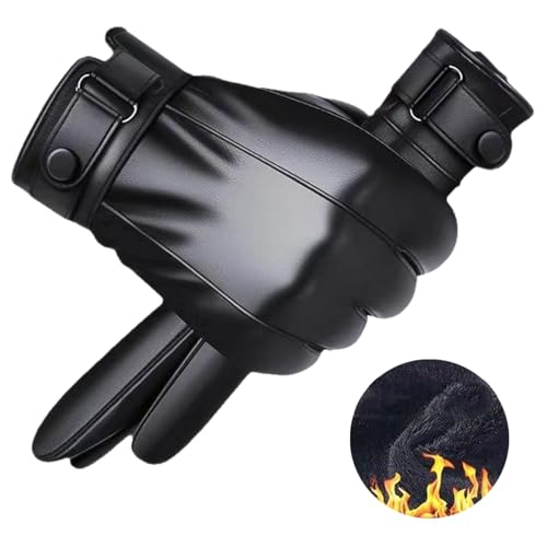 BDSHUNBF Herren Lederhandschuhe, Hochwertige Handschuhe aus Leder für Winter, Herren Lederhandschuhe Gefüttert, Schwarze Lederhandschuhe für Herren Kalte Wintertage, Handschuhe Leder Herren (1 Paar)