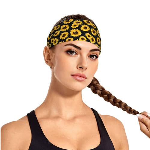 Sunflower Yellow Cute Cool Flower Floral Women Fashion Sweat Bands - Sweatbands for Men - Sports Headbands for Women Workout - Athletic Headbands for Mens Boy Girts Bandana