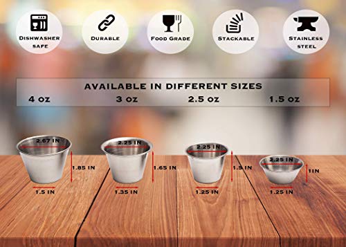 Ehomea2Z PCC-25 Ramekins Stainless Steel Condiment Sauce Cups, Metal Ramekins thumb #1