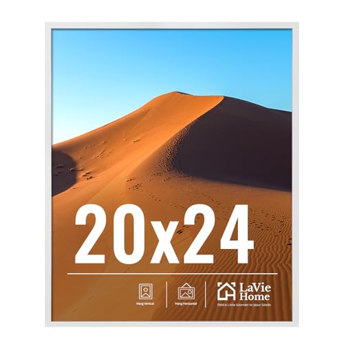 Image of LaVie Home 20x24 Picture Frame for Wall Display, 20x24 White Picture Frame with HD Plexiglas, 20 x 24 Poster Frame 1 Pack, Display Frame for Vertical or Horizontal, Classic Collection