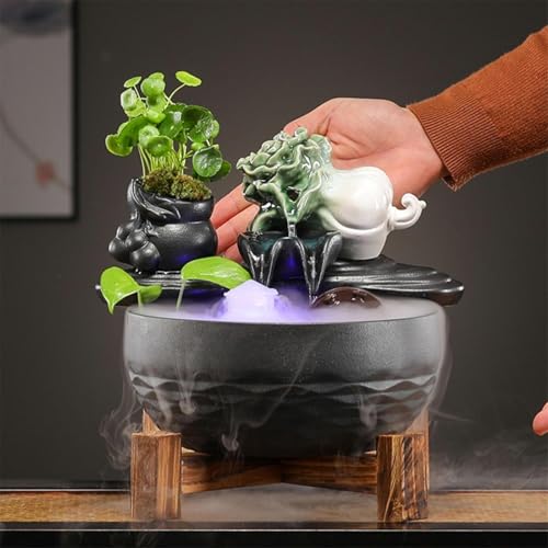 Adornos de repollo cerámica con circulación de agua para Feng Shui y decoración de interiores 7