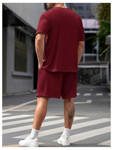 Men's Big and Tall Shorts Set Short Sleeve T Shirt and Track Shorts Clothing Set 2 Piece Outfits3