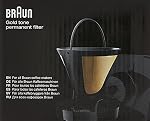 Braun Gold Tone Permanent Coffee Filter, Reusable #4 Cone Shaped, No Paper Filter Needed, Fits Coffee Makers Series 7 & Series 9, BRSC002,Black
