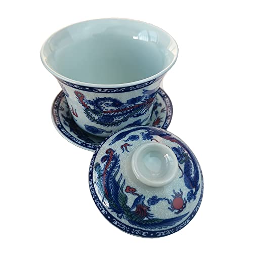 vv8oo Dragon Phoenix Porcelain Gaiwan