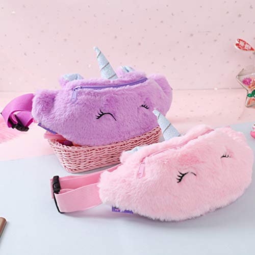 PRETYZOOM Cartoon Unicorn Children Waist Bag Adjustable Crossbody Plush Chest Bag for Kids Travel Outdoor Activities - Image 2