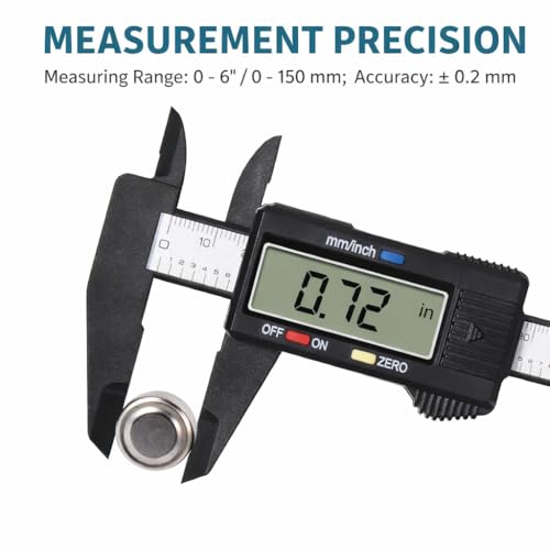 Image of 150mm Digital Caliper 0.01mm Accuracy Electronic Vernier Caliper LCD Display Inch /MM Conversion Precision Measuring Tool for DIY, Engineering & Industrial Use
