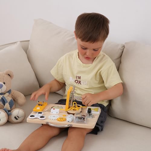 Image of Jumble Dream Wooden Busy Board Montessori Toys for Toddlers and Educational Sensory Busy Board Autism Products & ADHD Activity Board for Learning - Kids Travel Toys for Toddlers Age 1 2 3 4 Years