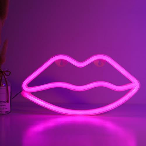 ENUOLI LED Lips Neon Light Sign Battery USB Wall Decor for Bedroom Party