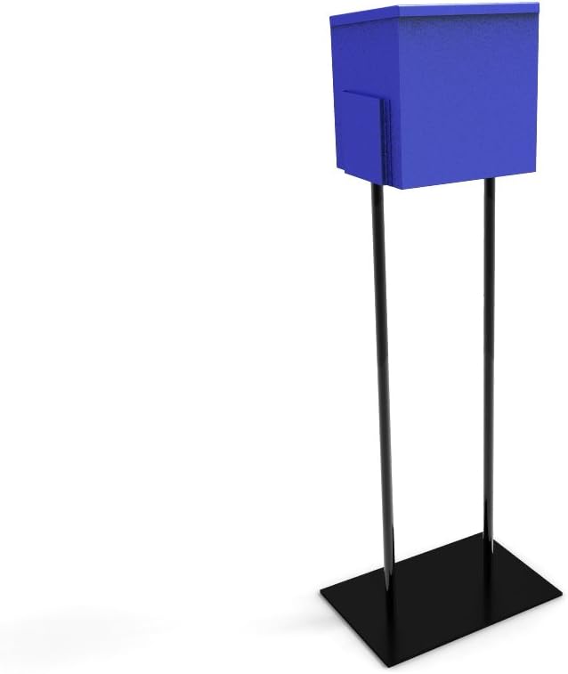 FixtureDisplays® Blue Metal Ballot Box Donation Box Suggestion Box with Black Stand 11064+10918-BLUE : Office Products