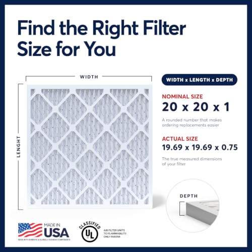 Image of BNX TruFilter 20x20x1 Air Filter MERV 13 AC Filter, HVAC Furnace Filter, 6 Pack (ACTUAL SIZE 19.68 inchx19.68 inchx0.75 inch) Allergies, Dust, Pet Dander & Smoke - MADE IN USA - MPR1500 / FPR 10
