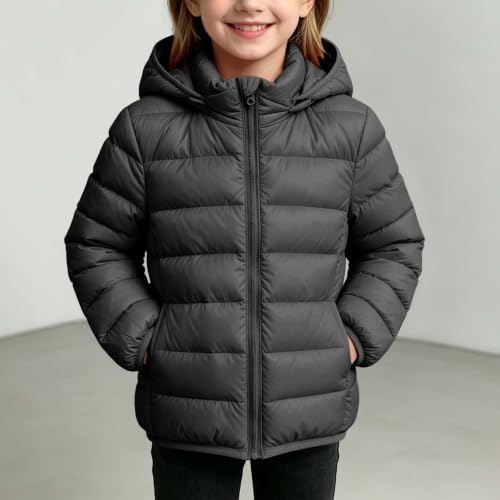 Girls Winter Coat Quilted Lightweight with Hood Warm Puffer Jackets 2-13Y - image 2
