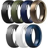 Thunderfit Anillo de silicona para hombre, banda de boda de goma, 10 mm de ancho, 2,5 mm de grosor, 9.5 - 10 (19.8mm), Silicona, Silicona,