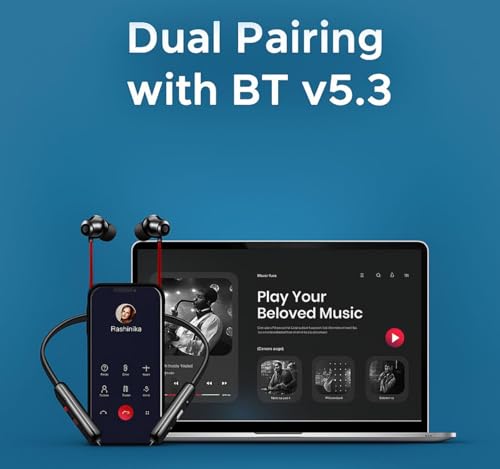 Image of Original Bullets Wireless Z3 for OnePlus Bluetooth in-Ear Neckband Earphones with Mic, 45dB Hybrid ANC, 12.4mm Bass Drivers, Fast Charge 10 Mins - 20H Music, 28H Battery (Red)