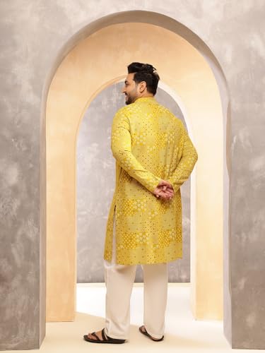 Image of SOJANYA Plus (Since 1958) Men's Cotton Blend Sanganeri Printed Long Kurta