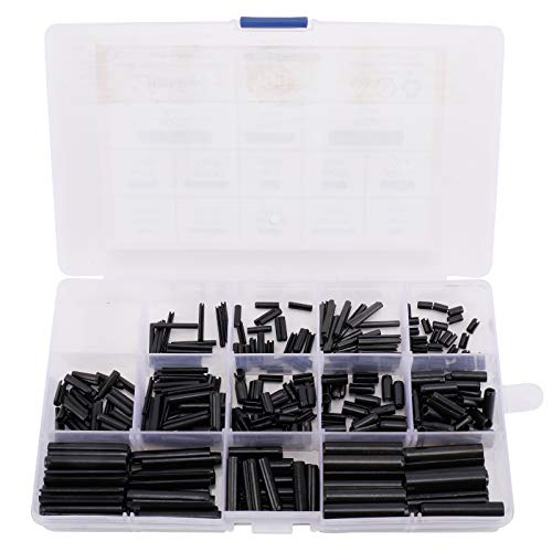 Highfree 390 Pieces Slotted Spring Steel Pins, Steel Split Spring Dowel Tension Roll Pins Assortment Set,M1.5 M2 M2.5 M3 M4 M5 M6, 13 Types #TOP7
