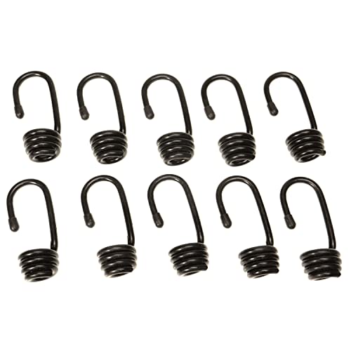 US Cargo Control 1/2 Inch PVC Coated Black Bungee Hook - 12MM - 10 Pack - Great for Making Homemade Bungee Cords Or for Use in Transporting Cargo in Trucks, SUV's, Motorcycles, Kayaks, ATV's and More