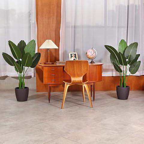 2 Pack 4 Feet Artificial Bird of Paradise Plant Fake Tropical Palm Tree for Indoor Outdoor, Perfect Faux Plants for Home Garden Office Store Decoration Cover