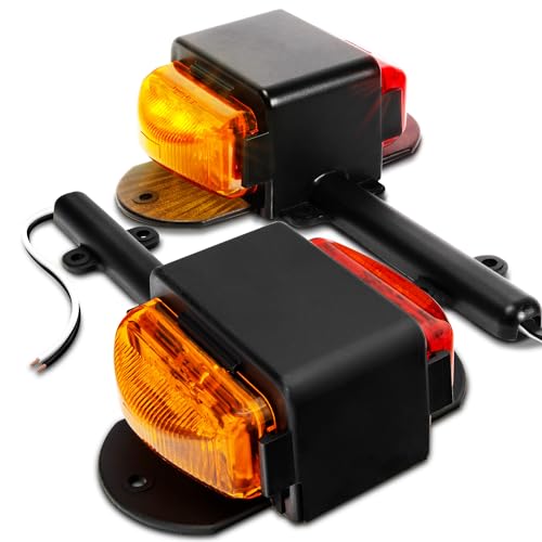 TRUE MODS 2pc 7 Amber + Red LED Trailer Fender Light Set [DOT Approved] [SAE P2] [IP67 Waterproof] Surface Mount Clearance Marker Lamp for Boat Enclosed Utility Cargo Trailer Hauler Car Truck