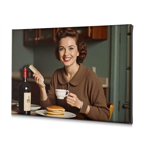 Tableau de salle à manger femme crêpes café vin pour mur vide 20x30cm