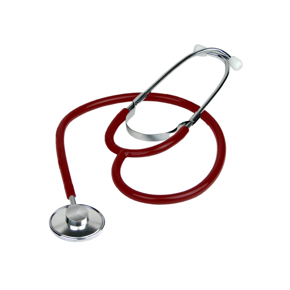 Dixie EMS Single Head Lightweight Stethoscope Latex Free for Doctors Nurses Students Medical and Home Use - Burgundy