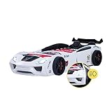 Kinderbett mit Lattenrost 90 x200 - Dream Racer im Rennauto - Design besonders massiv durch MDF Holz Konstruktion - hochwertiger Lattenrost 200 x 90 cm gratis dazu