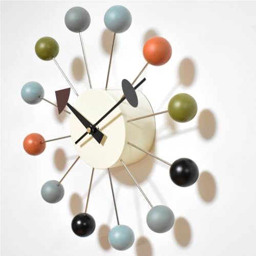 Wood Ball Wall Clock 13 Inch, Mid Century Modern - Image 2
