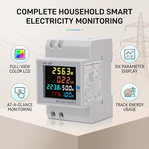 Image of D52-2066 Watt Hour Meter, Full Viewing Angle Colorful LCD Screen, Built in Transformer, Monitoring AC Voltage, Current, Power, for Chemical Industry, Power Plant, ABS Material