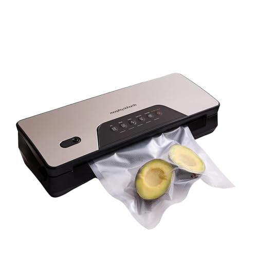 Morphy Richards Cordless Vacuum Sealer, Fast Compact Sealer machine, 5 programmes, Dry and Moist Food Mode, Pulse Vacuuming, Built in Cutter, Bag Roll Storage, USB Chargeable, 432040