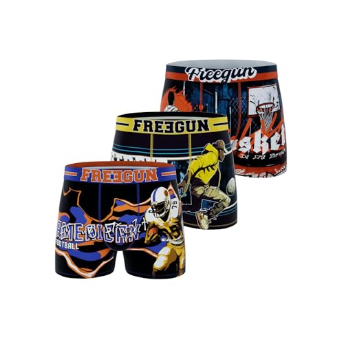 FREEGUN Boxer Homme Stretch, Caleçon Homme Respirant et Ultra-Doux (Lot de 3), Orange Taille L
