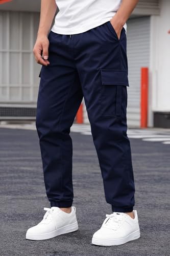 Image of ADBUCKS Men's Regular Fit low Rise Soild Cargos Style Joggers Casual Trousers