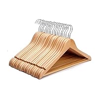 New Pack of 20 Natural Wooden Coat Clothes Garment Hangers with Non Slip Trouser Bar 45cm Flat Suits Tops Shirts Dresses Blouses Hanger Wardrobe Clothes Organiser High Grade Durable Quality Hangers