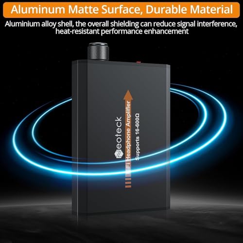 Image of Neoteck Amplifier 16-600 Ohm Portable Headphone Amplifier,3.5mm Jack Rechargeable Headphone Amp with Volume Control,Two-Stage Gain Switch, Headset Amplifier for PC /CD /MP3 /MP4 Players
