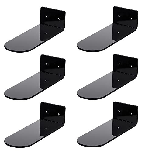 Ronlok - Juego de 6 estantes de zapatos flotantes para zapatos de pared de acrílico negro para exhibición de zapatos de colección y zapatillas de deporte