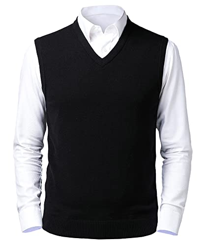 Btmpmcs Herren Pullunder Weste Ärmellose Strickweste V-Ausschnitt Wollweste Herbst Winter Gestrickt Pullover Lässige Feinstrick Pulloverwestee für Klassische Gentleman Cover