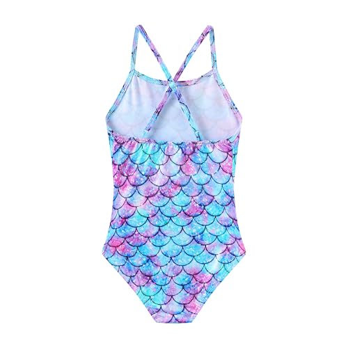 Image of iLover Girls Sparkle One Piece Swimsuits Crossback Swimwear Beach Bathing Suit with Adjustable Strap 4-10 Years