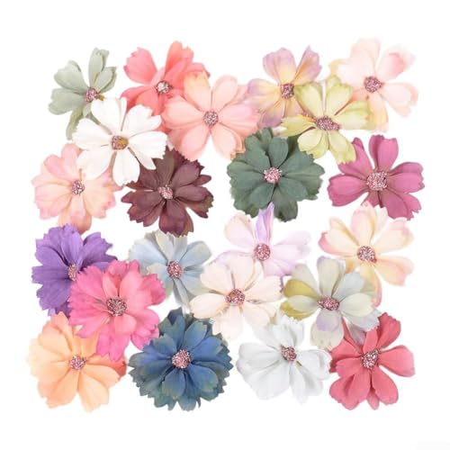Lot de 100 têtes de fleurs artificielles en soie avec 6 pétales multicouches pour loisirs créatifs, décoration de la maison et arrangements de mariage (9) – vue 6