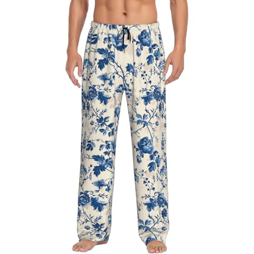 Vintage Toile de Jouy Floral Men's Pajama Pants Comfort Lightweight PJ Bottoms Lounge Pants Sleepwear for Mens Gifts