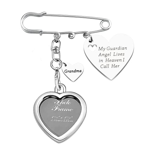 Image of LQRI Wedding Memorial Gift Wedding Boutonniere Bouquet Charm Pin Guardian Angel Grandma Walk Down The Aisle Bridal Charm in Memory of Grandma
