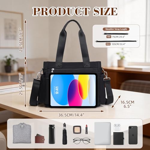 Bolso Tote de Nylon para Mujer con Múltiples Bolsillos y Cierre miniatura 5
