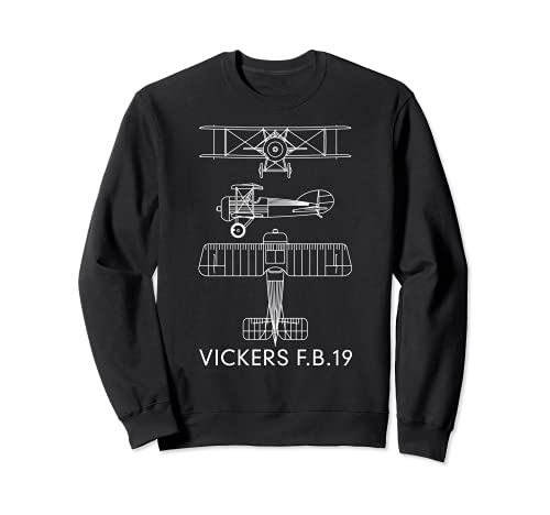 Vickers F.B.19 Fighting Scout Biplane WWI Plane Blueprint Sweatshirt, Black