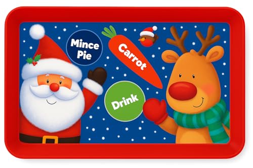 Christmas Eve Santa Treats Tray – Kids Santa Plate for Mince Pie, Carrot & Drink – Reusable Melamine Xmas Eve Plate for Father Christmas & Rudolph Snacks – 29.5 x 16.5cm Durable Festive Tableware