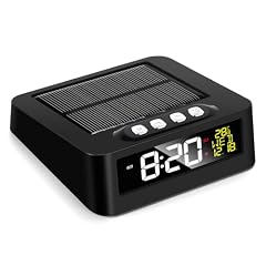 Bewinner Solar Powered Car Clock, 12 h 24 h Digital LCD Display with Date Temperature Dual Alarm