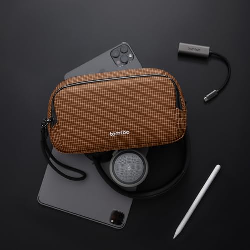 Image of tomtoc Electronic Organizer Travel Case Performance, Water Resistant Dual Compartment Cable Organization Storage Bag for Charger, Cord, Phone, Hard Drive, Power Bank, Accessories Travel Essentials