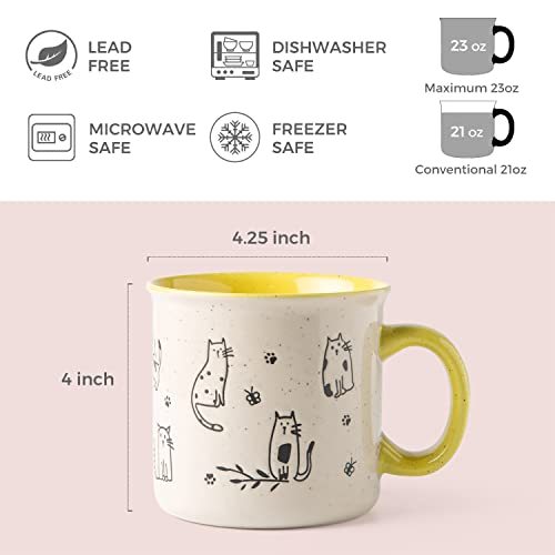 Amorarc 22 Oz Large Ceramic Coffee Mugs Set Of 2, Modern Design Oversized Mugs With Big Handle For Men Women Dad Mom, Big Mug With Textured Dogs Cats Patterns For Office & Home -Microwave Safe, 2 Pcs #TOP1