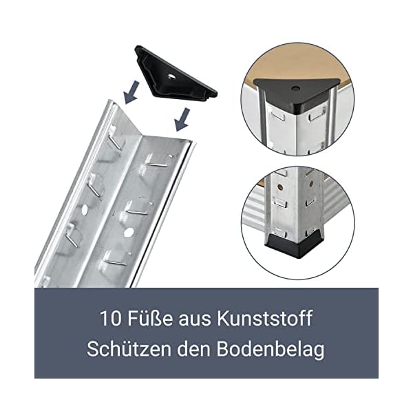 Juskys Eckregal Lageregal Corner Easy 160 x 75 x 40-75 cm | 320 kg | 4 Böden aus MDF Holz | Metall verzinkt… – Bild 8