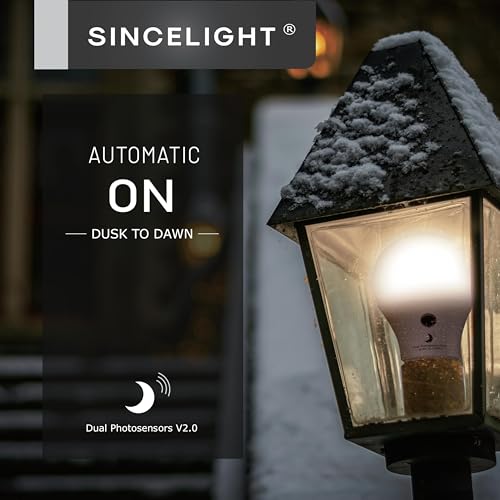 SINCELIGHT Dusk to Dawn LED Light Bulb 9W with Dual Photocell Sensors, ON/Off Automatic Depends on The Daylight Level - Image 3