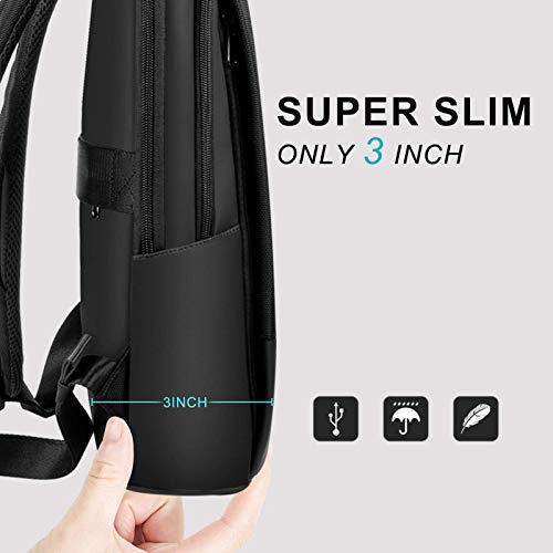 Lovevook Slim Laptop Backpack For Men, Lightweight Leather Business Laptop Bag For Women Unisex Bookbag, Computer Bag Purse For Commuting College, 15.6 Inch, Black #TOP3