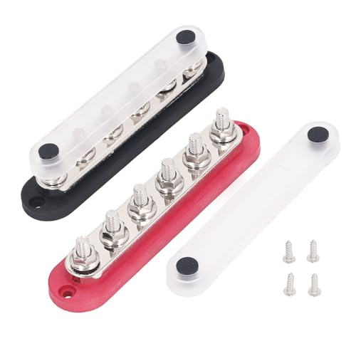 Goshyda 300A Bus Bar Terminal Block, M8 Bolt Power Distribution Block with Cover Battery Bus Bar, DC12V‑48V Marine Bus Bar, Terminal Studs for Automotive Car Boat